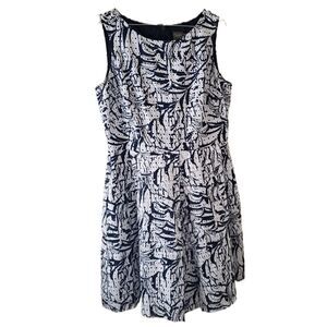 Taylor Navy Blue & White Eyelet Fit 'n Flare Sleeveless Dress